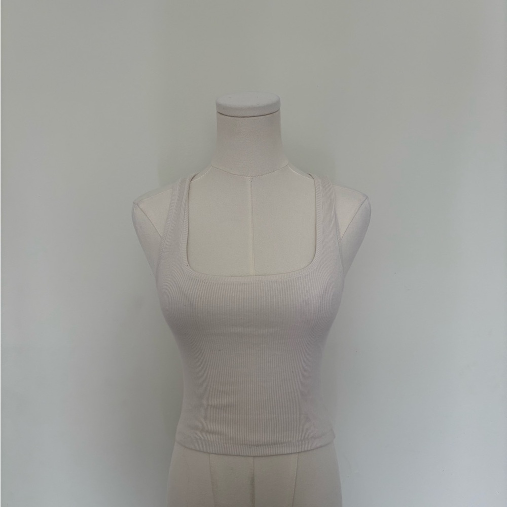 SKIMS Cream Ribbed Tank Top